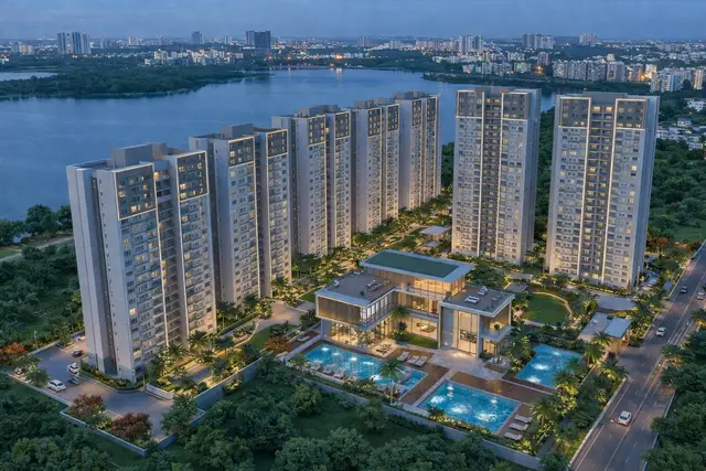 Aerial view of the planned community at Eleva By Hiranandani
