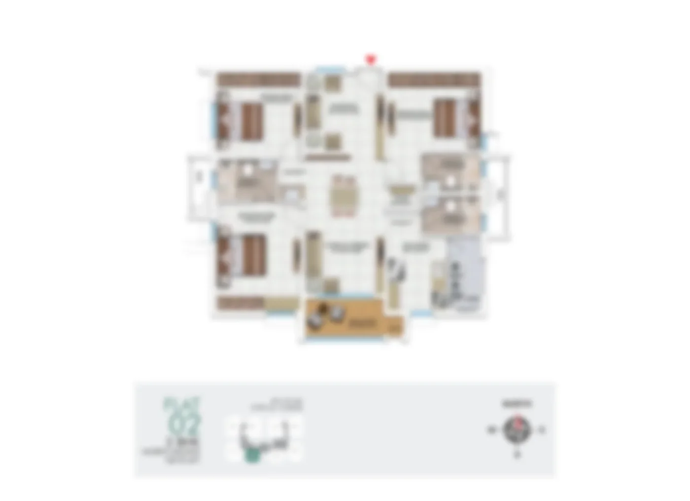Sample floor plan for 2 BHK villa at Eleva By Hiranandani